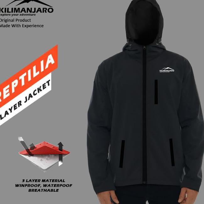 Jaket Kilimanjaro Reptilia 3 Layer Waterproof - Rain Jacket - Hitam