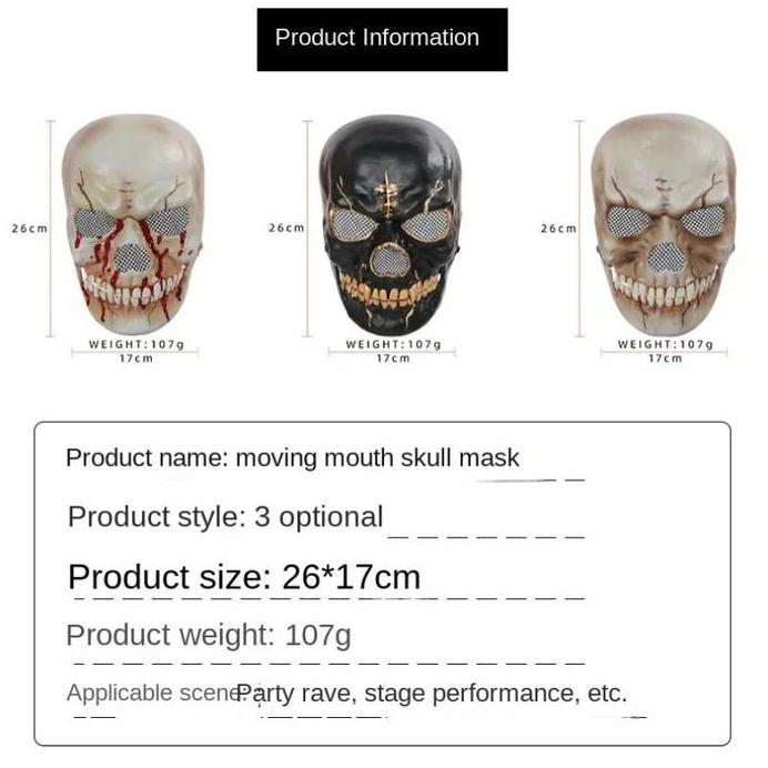 Ready  Topeng Horor Topeng Maskot Seram Topeng Tengkorak Seram Haloween Kostum Horor Topeng Karnaval