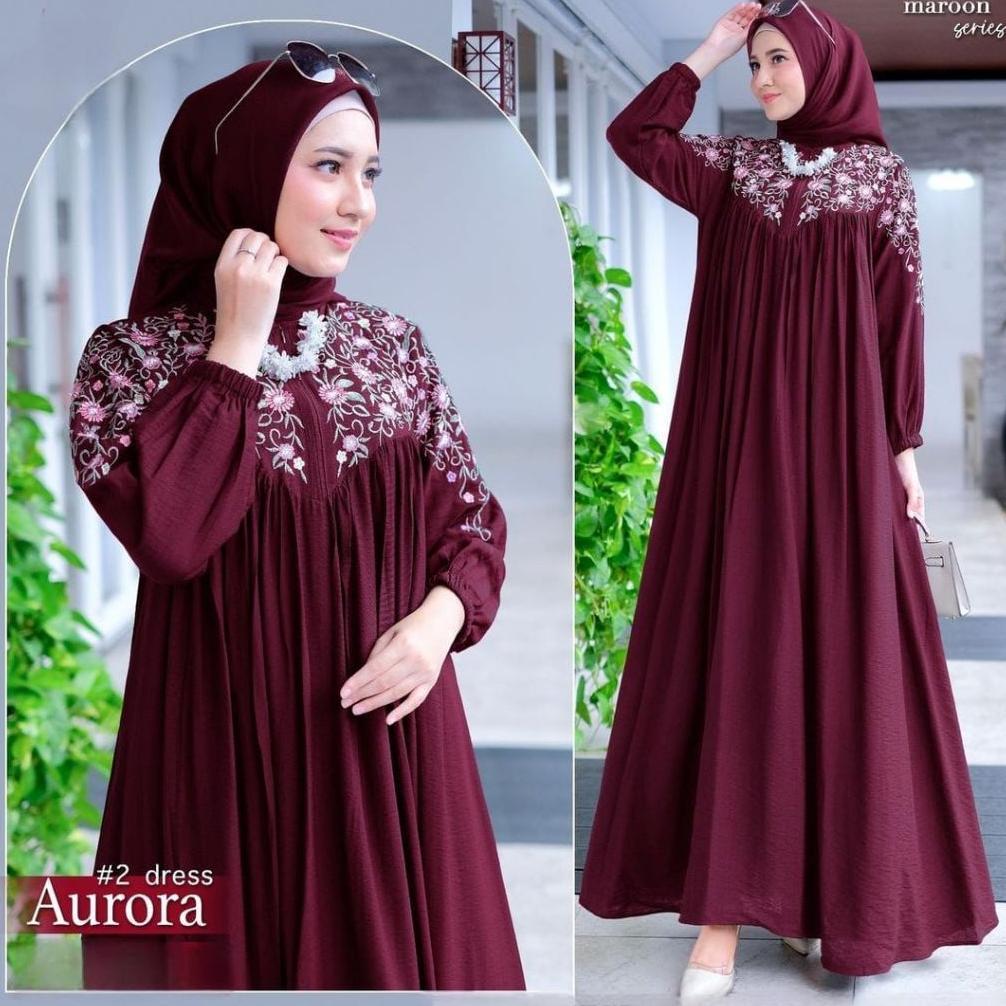 100% aman gamis wanita kekinian terbaru 2022 anggun maxy mix renda bahan ceruty babydoll baju gamis 