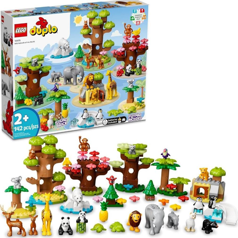 DUPLO Wild Animals of The World Building Set, Includes Sounds, World Map