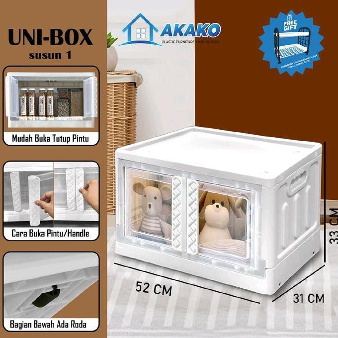 PROMO - AKAKO - LEMARI PAKAIAN PLASTIK UNI BOX BEAUTY STORAGE BOX CABINET PENYIMPANAN SERBAGUNA