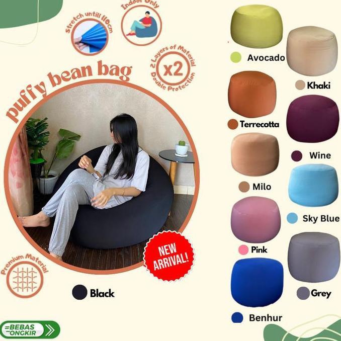 BEAN BAG/PUFFY BEAN BAG/BEAN BAG PLUS ISI/SQUISHY BEAN BAG-BLACK GRAY