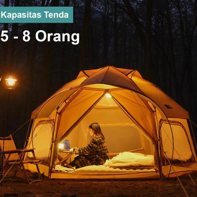 RACERPO Tenda Camping Otomatis Hexagonal AR006  5 - 8 Orang Double Layer | Tenda Camping Keluarga | 