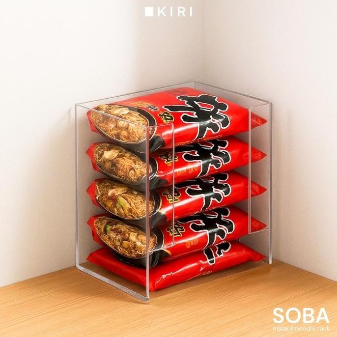 Rak Mie Instant Akrilik | Kotak Display Mi Instan Transparan | Tempat Indomie Ramen Ramyun Dapur TM