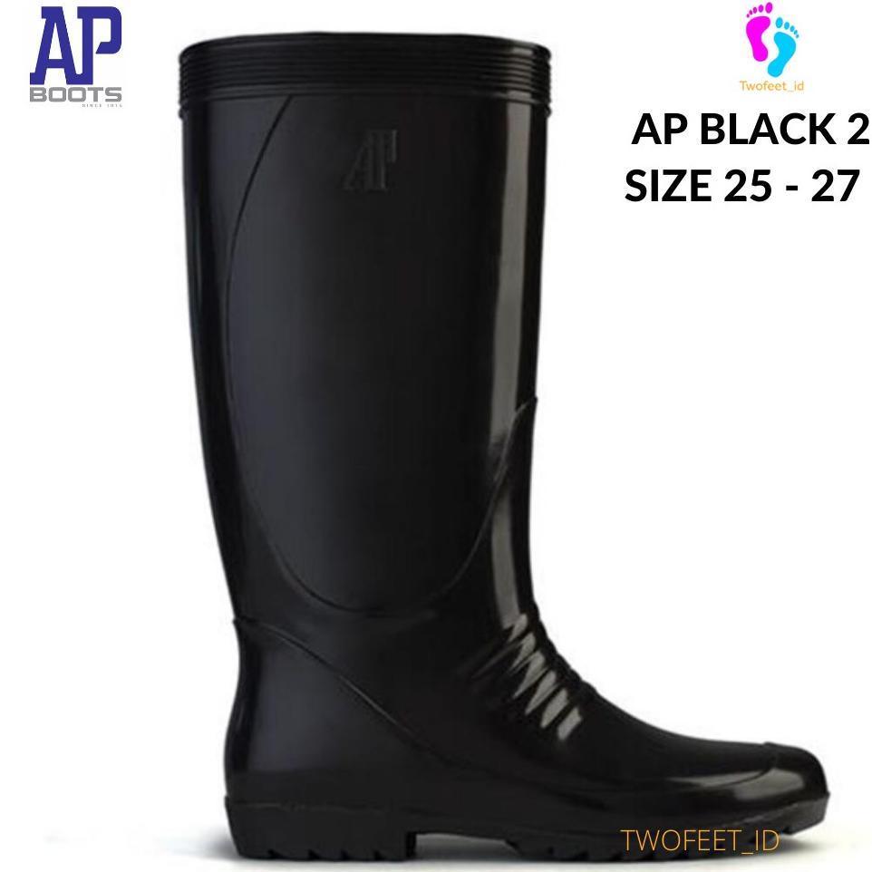 Terbaru Sepatu Boots Panjang Hitam - Ap Boots Hitam Tinggi - Ap Black 2 Hitam Tinggi Sepatu Boots Ka