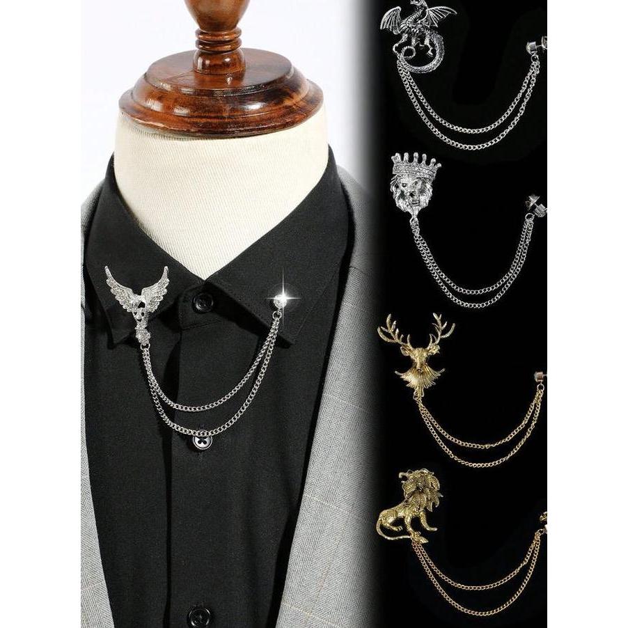 Lapel Pin Jas Motif Bross Aksesoris Jas Lion Rusa Crown