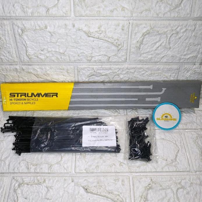 Spoke Ruji Jari 174 STRUMMER STAINLESS BLACK 14G x 174mm Velg Rims Sepeda 20 Murni 406 Double Wall 3