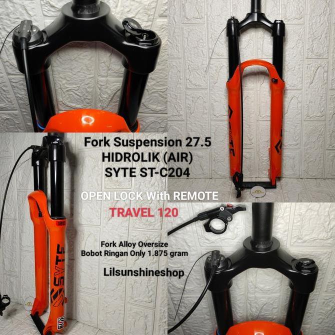 Fork Sepeda MTB 27.5 SYTE ST-C204 Alloy Shock Suspension AIR HIDROLIK Hydraulic T120 Oversize 28.6 L