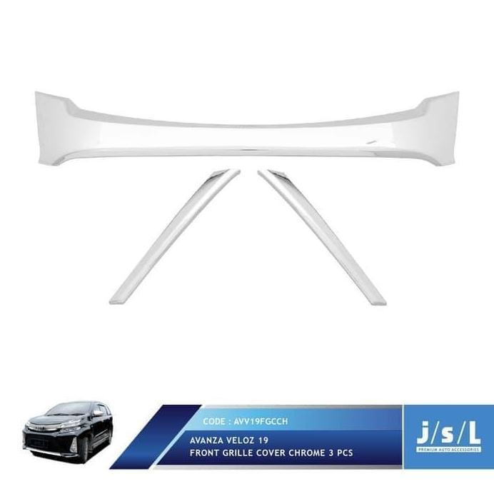 List Lis Grill Depan Avanza Veloz 2019 Front Grille Cover Chrome 3 pcs