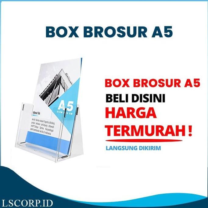 Box Brosur Akrilik A5 2mm Rak Tempat Brosur Meja Tent Acrylic