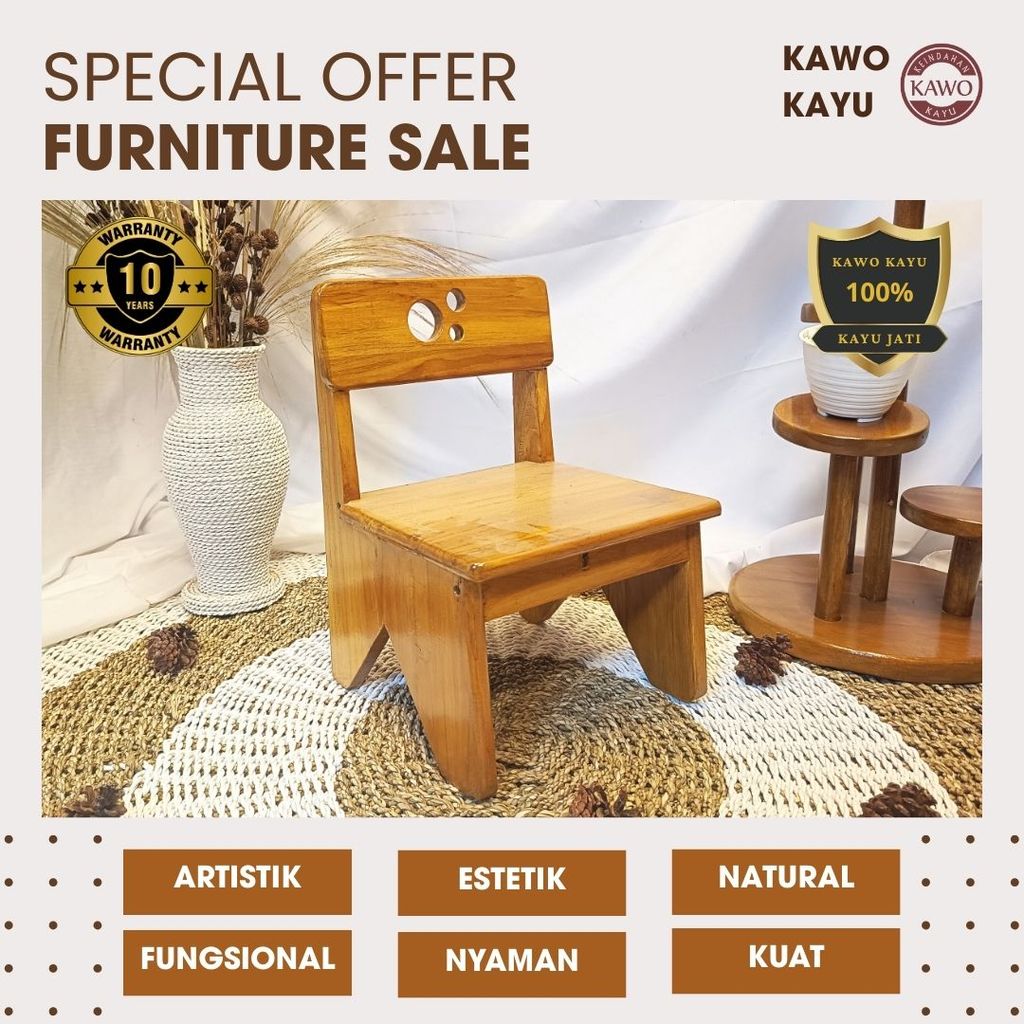 Bangku Kayu Jati Anak Multifungsi | Kursi Anak Minimalis Kayu Jati