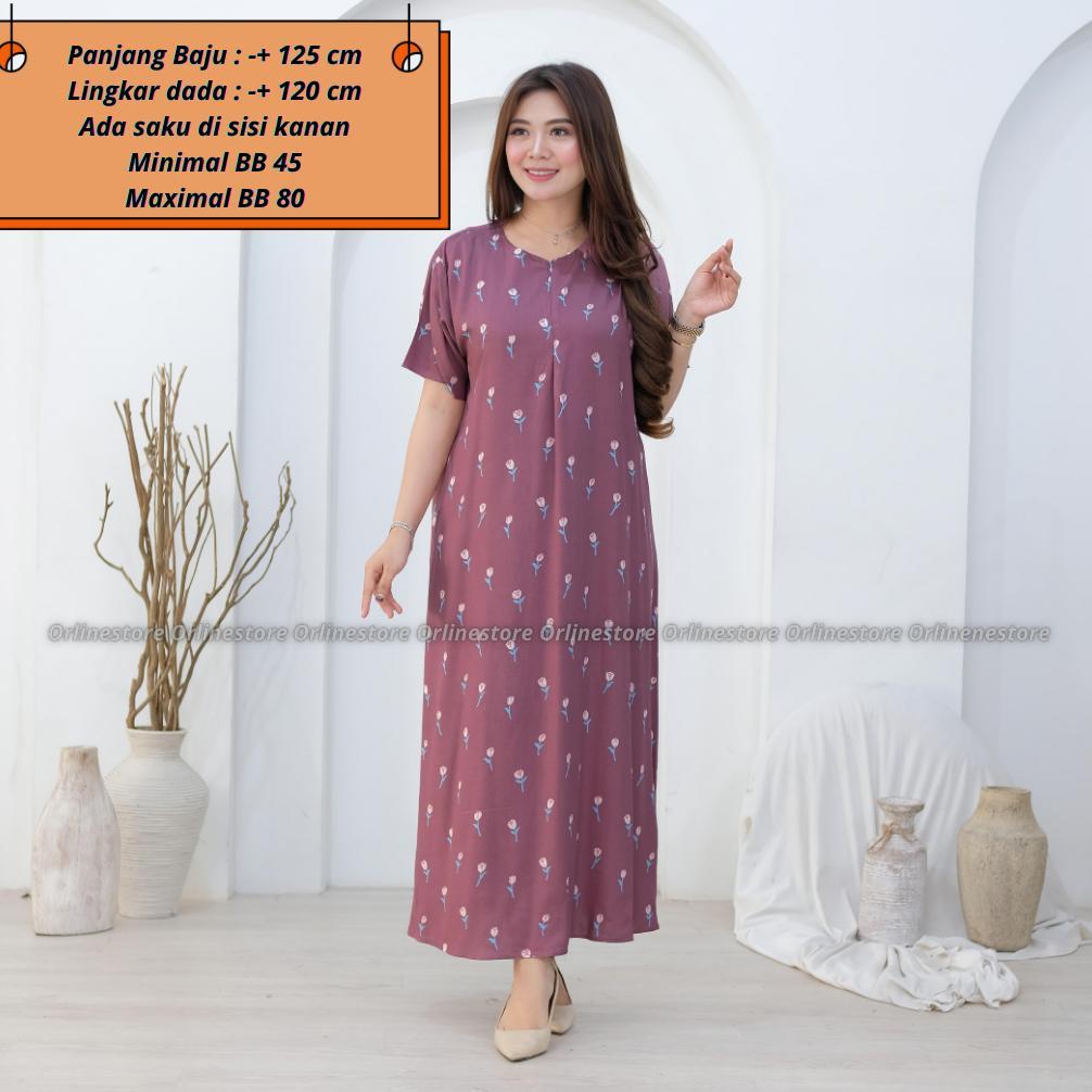 New Arrival Daster Panjang Lengan Pendek Daster Jumbo Panjang Lengan Pendek