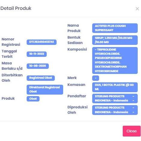 Actifed Plus Cough Suppressant (Actifed Merah) - Obat Batuk Dan Pilek