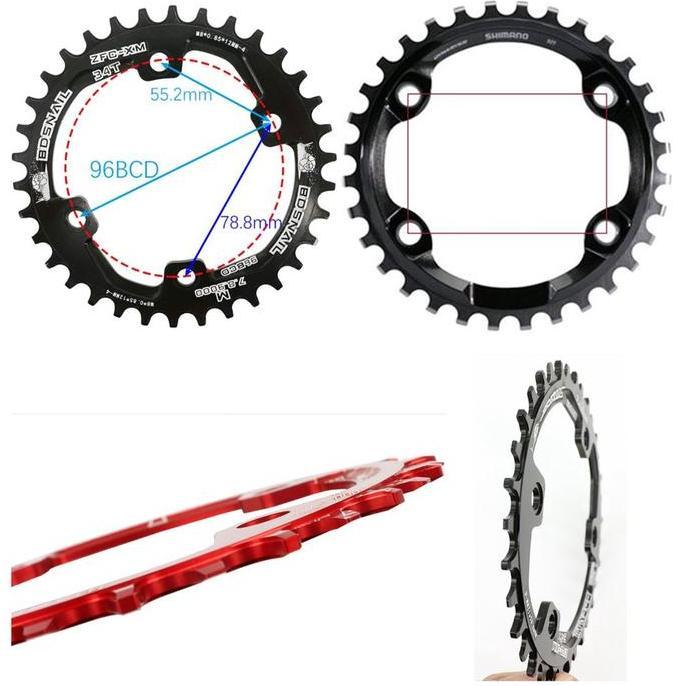 Chainring 32t 34t 36t 38t Oval Bcd 96 Asimetris Sepeda Mtb Single