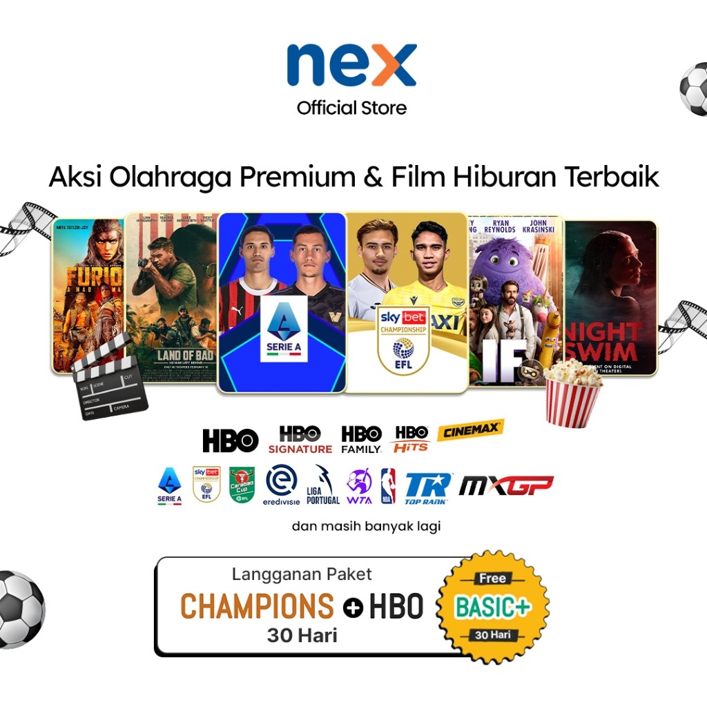 Nex Parabola Paket HBO + Champions 30 Hari - Original Premium Garansi Resmi GO Max Murah Bergaransi 