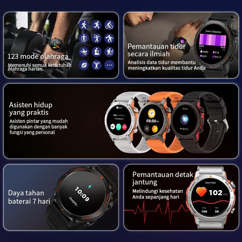 Hot Morein Plus Gt1 Smartwatch - 1.43'' Amoled | Tahan Air Ip68 | Baterai Tahan Lama | 123 Mode Olah
