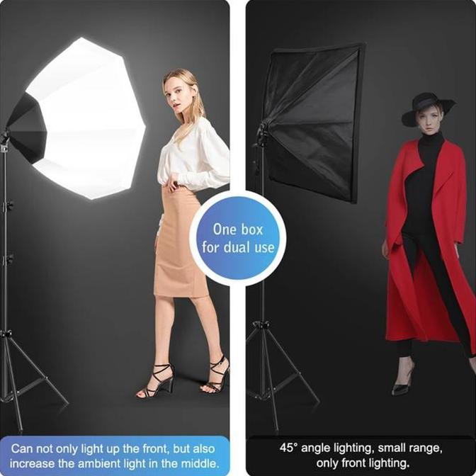 SIAP KIRIM studio foto led lighting paket softbox octagon e27 + lampu CRI 95