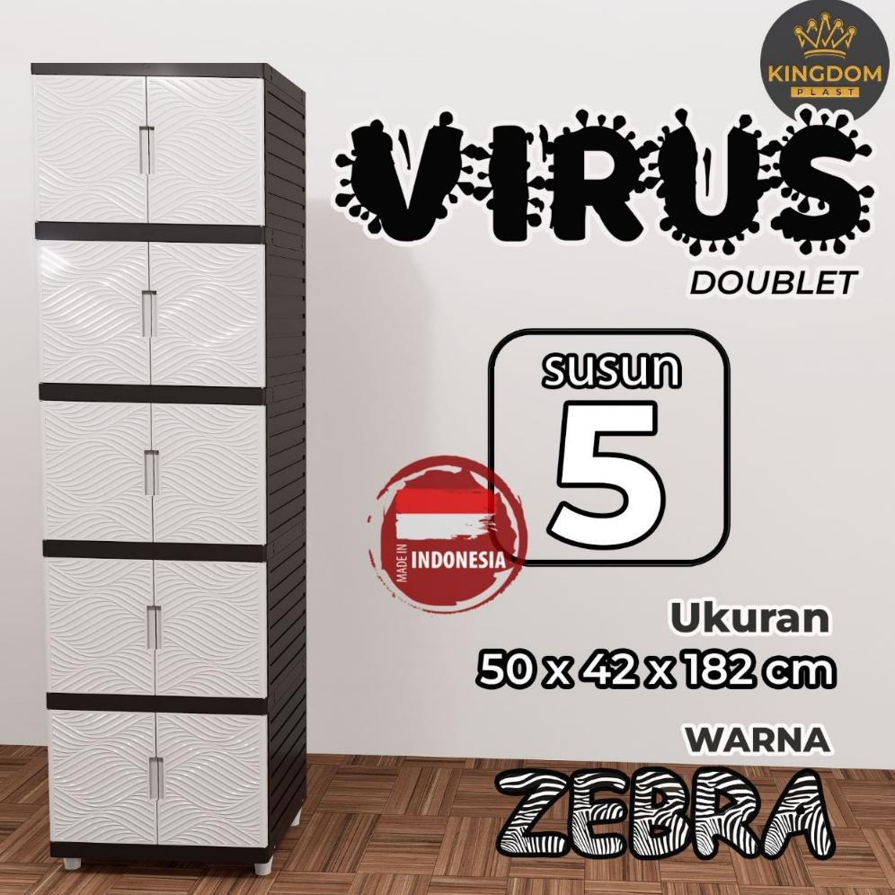 Cuci Gudang  [Ready Stock] Kingdom Plast Virus Lemari Plastik Jumbo 5 Susun Lemari Pakaian Minimalis