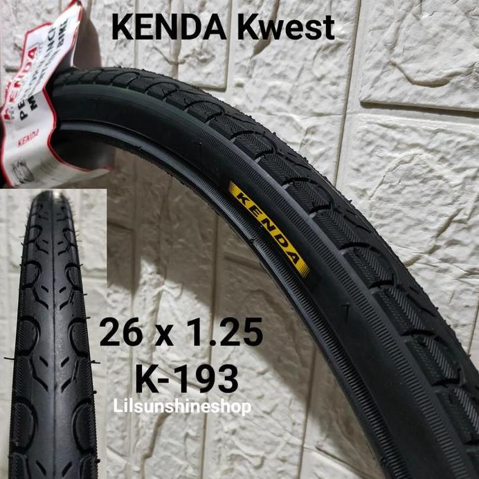 Ready Ban Luar 26 x 1.25 KENDA Kwest 26x1.25 K193 Sepeda MTB Hybrid CTB Federal Black Motif Halus