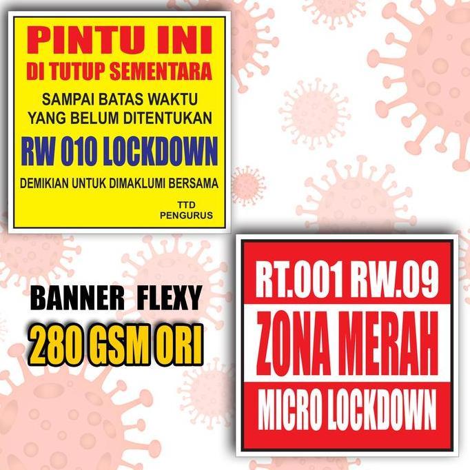 Ready  BANNER / SPANDUK COVID ZONA MERAH / LOCKDOWN