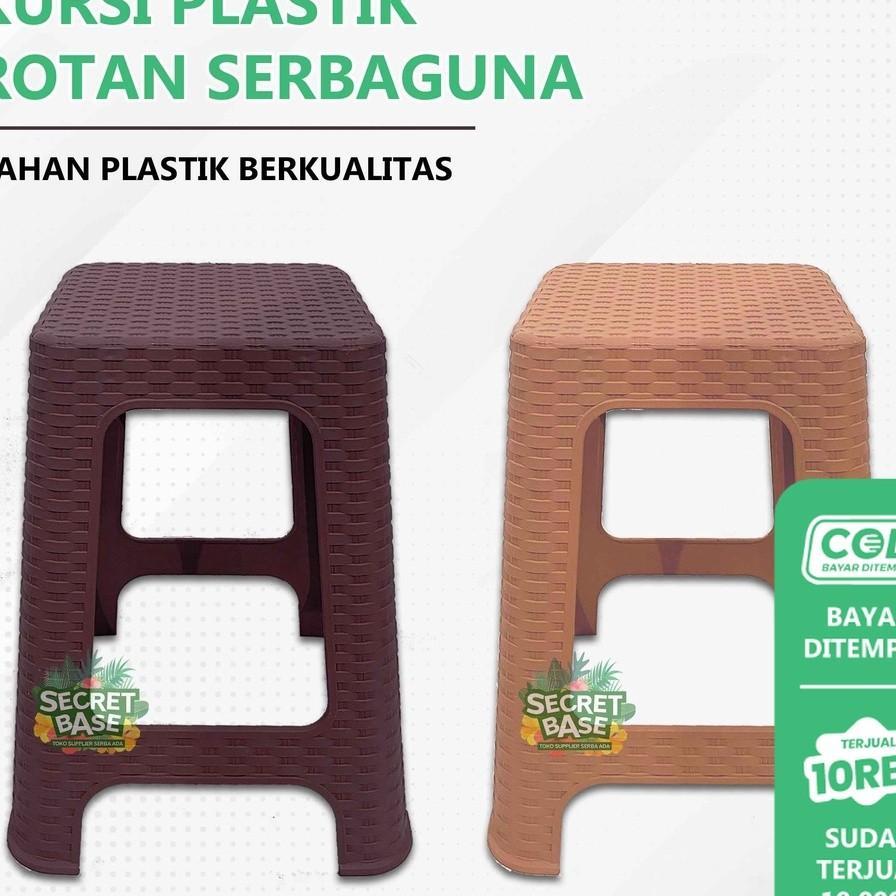 Kursi Rotan - Kursi Plastik Tinggi / Bangku Tinggi Kokoh / Kursi Motif Rotan Murah