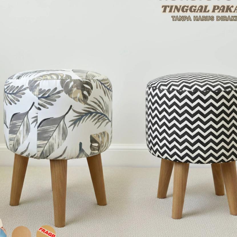 Sofa/Kursi Stool Bulat Minimalis Kaki Kayu / Kursi Bulat / Kursi Teras / Kursi Tamu / Kursi Aestheti