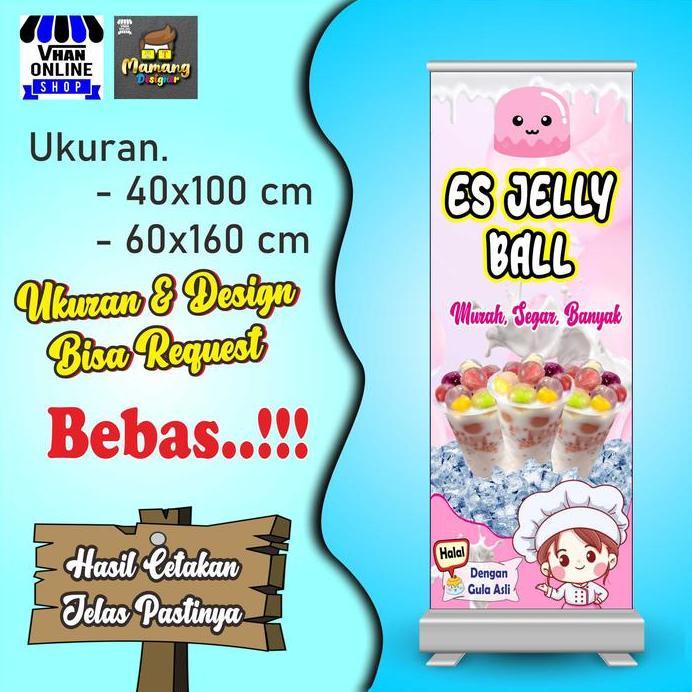 Ready  Spanduk, Banner, Mmt Es Jelly Ball, Model Pink, Es Buah Jelly