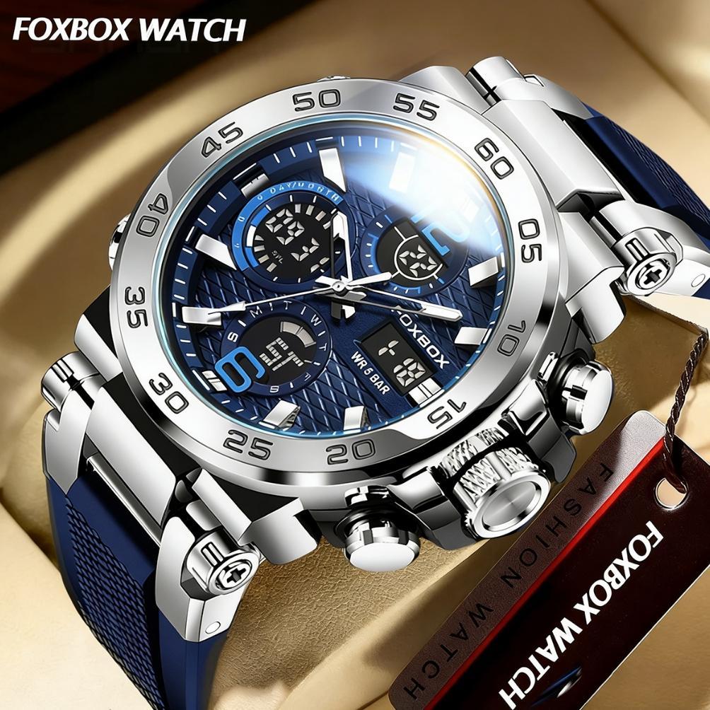 TERBARU FOXBOX Jam Tangan Untuk Pria LED Tahan Air Olahraga Elektronik Jam Tangan Silikon Jam Tangan