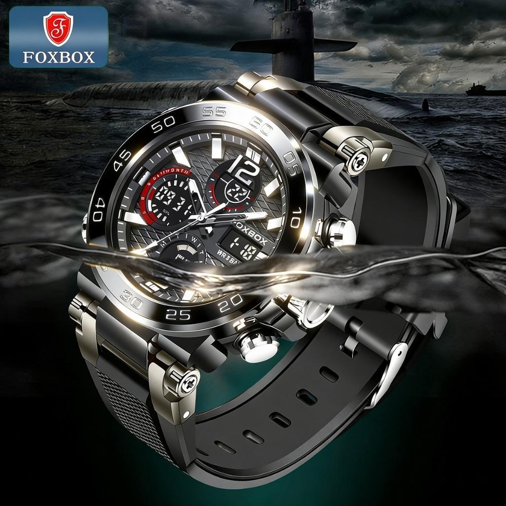 TERBARU FOXBOX Jam Tangan Untuk Pria LED Tahan Air Olahraga Elektronik Jam Tangan Silikon Jam Tangan