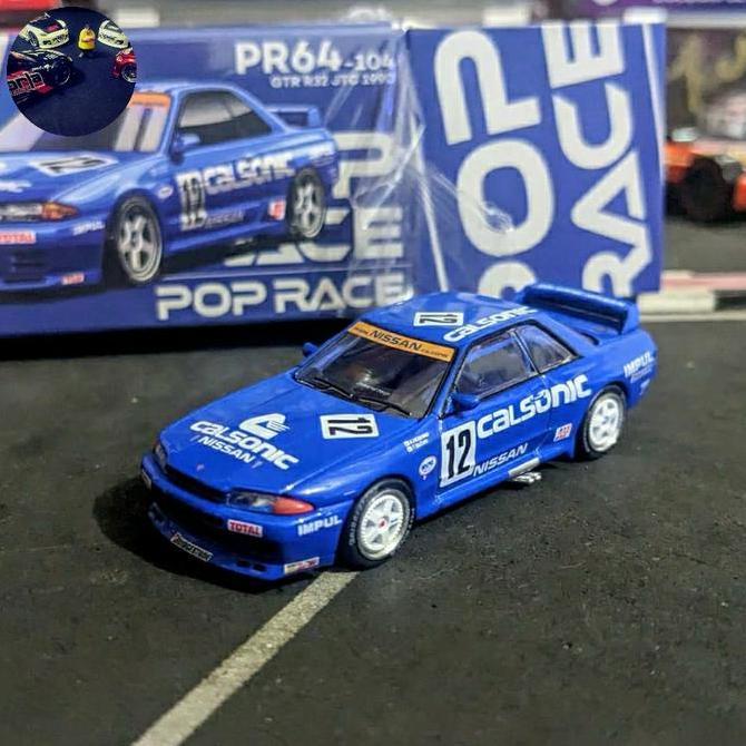 New  Diecast PopRace Pop Race Nissan Skyline GTR R32 JTC 1990 Calsonic
