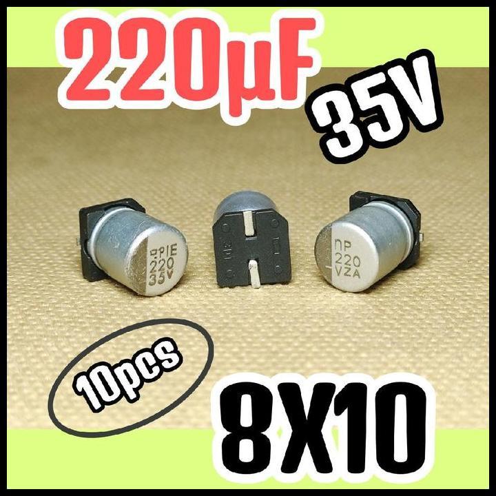 BEST DEAL 10PCS SOLID KAPASITOR CAPASITOR ELKO ELCO SMD 35V 220UF 35V 220 UF 35 V 35 VOLT 8X10 ORIGI
