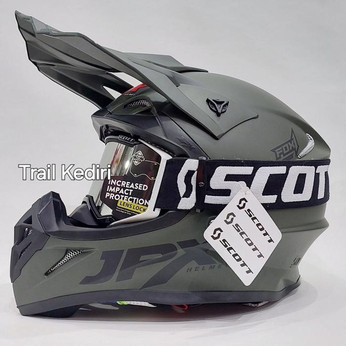 Helm Trail Jpx Solid Army Dop Fox1 Helm Cross Trail Google Original Dan Terpercaya