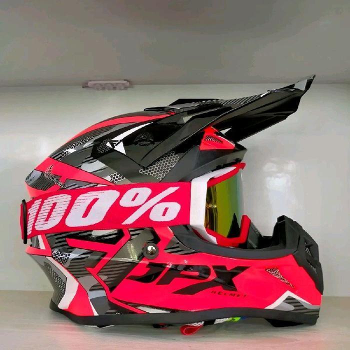 Helm Jpx Cross X35 Red Plus Google Bisa Cod Original Dan Terpercaya