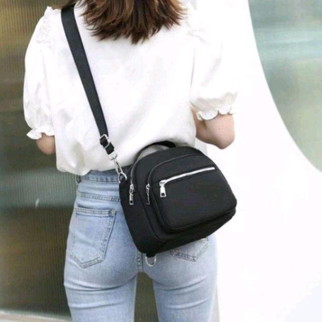 SK Selempang - Tas Ransel Selapang Wanita Kerja Jaln Jaln Hitam dengan Desain Praktis dan Fungsional