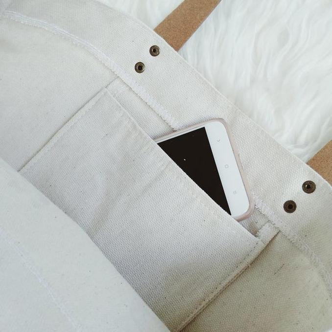 Tas Canvas Tote Bag Natural Vintage Seri "Hijab style" - 03 murah
