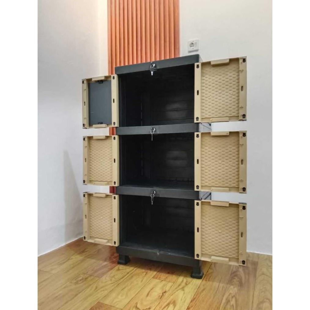 Flash Sale Lemari Pakaian Plastik Mini Susun 3 Tabitha Aquos Gunplas Include Kaca Cermin & Kunci