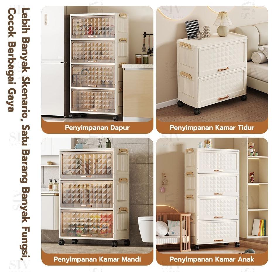 ready stock lemari lipat multi-lapis lemari plastik susun lemari lipat abu-abu/ putih /transparan et