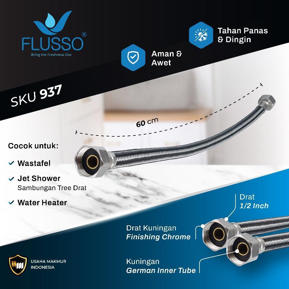 CUCI GUDANG FLUSSO Selang Anyam Black Air Panas Dingin Selang Water Heater Original