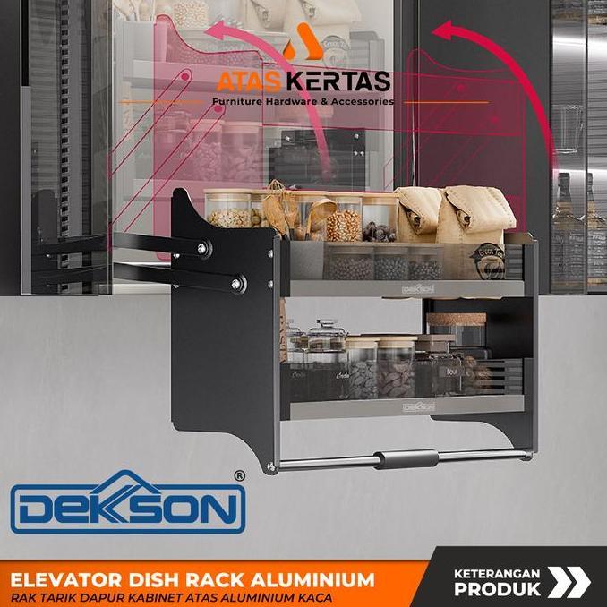 TERLARIS DEKSON RAK TARIK ELEVATOR BASKET KABINET ATAS KITCHEN SET ALUMINIUM ANTI KARAT GAGANG STAIN