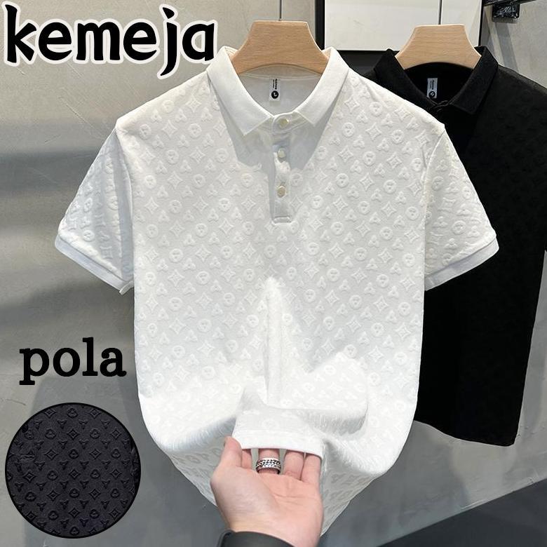 FAVORIT Kaos Kerah Pria Polo shirt lengan pendek bermotif polo shirt  kaos berkerah pria hitam/putih