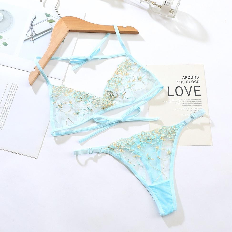 ORIGINAL Lingerie WanitaTali Transparan Bra G String set Lingerie Sexy BH A137