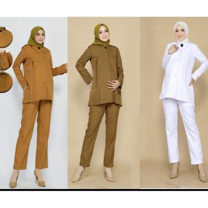 Termurah / Hot Sale Elfonte Blazer Baju Kerja Kantor Seragam Pns Baju Hamil - Bazer Putih Seragam Di