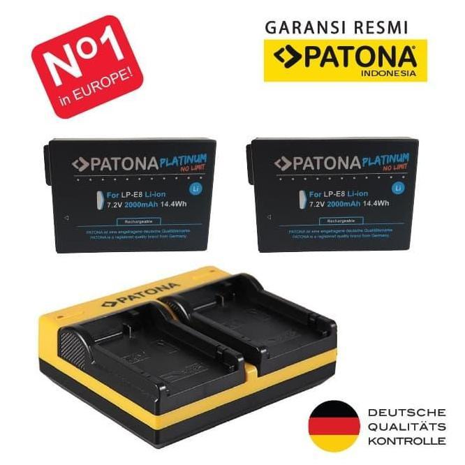 NEW PATONA BATTERY & CHARGER FOR CANON LP-E8 LPE8 LP E8 BATERAI EOS 550D 600D 650D 700D EOS REBEL T2