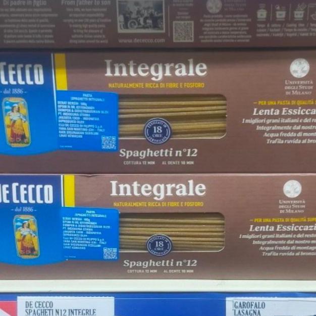NEW PASTA DECECCO SPAGHETTI SPAGHETTY INTEGRALE NO 12 500GR WHOLE WHEAT ORI