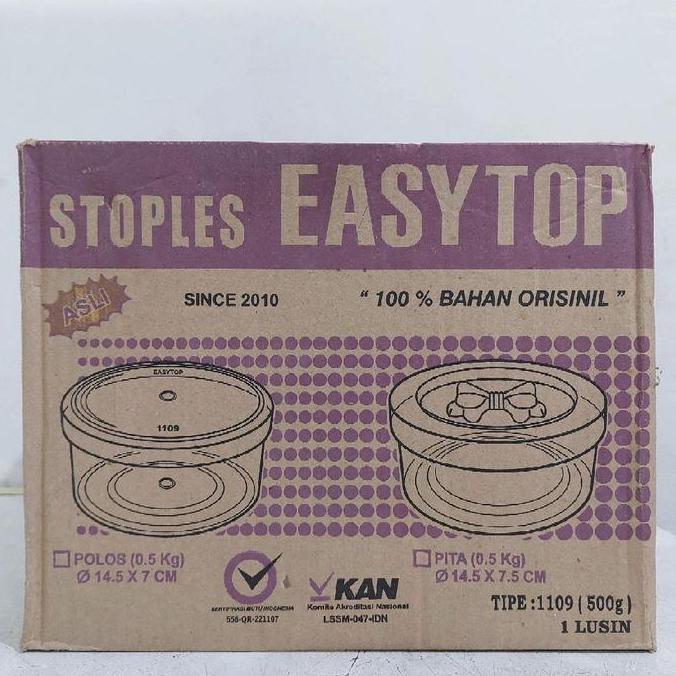 HARGA TERBAIK - (1 lusin) Toples Easytop bulat 1109 - 500 gram | toples bulat easytop | toples 500 g