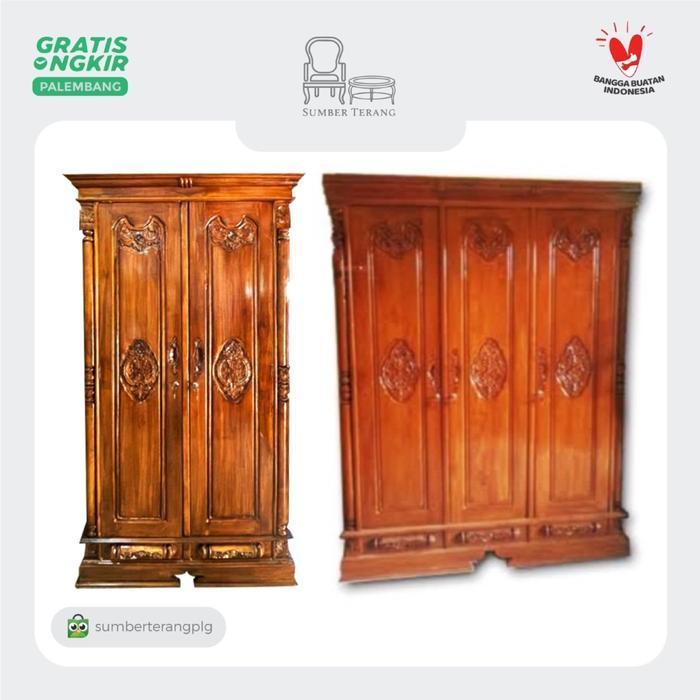 Lemari Pakaian Kayu Jati Peluru 2 pintu / Lemari Jati Peluru 3 Pintu