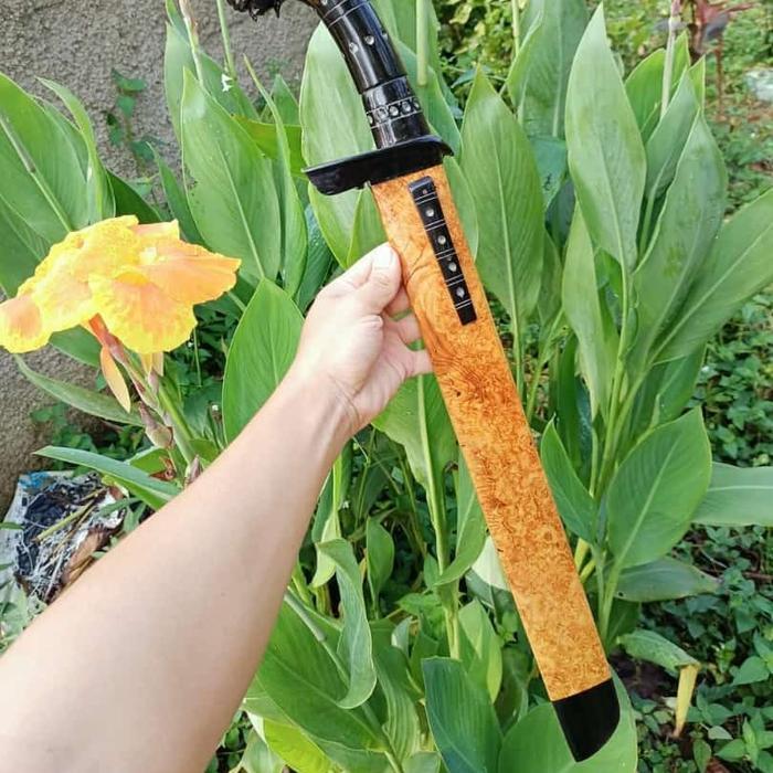 Golok Maharaja Burl Amboyna, Bilah Balikmipih Pamor 40cm