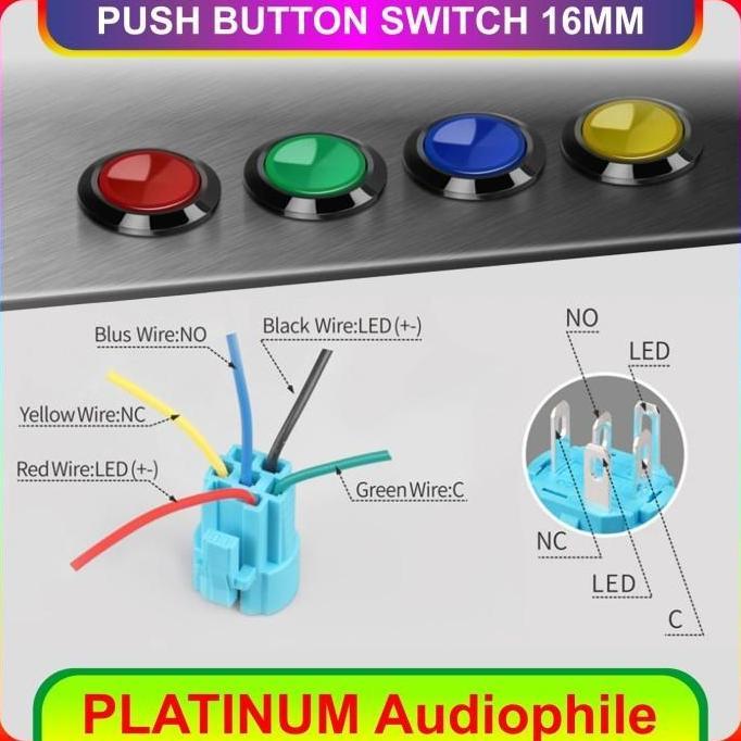 Push Button Switch LOCK 16MM Saklar On Off Lampu Merah