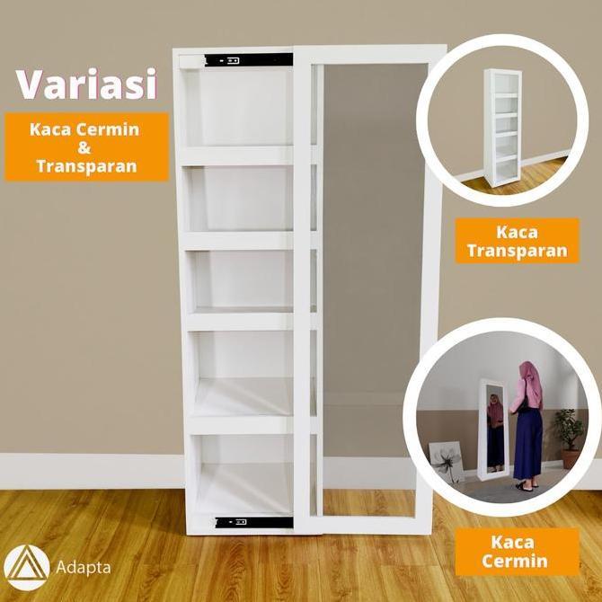 Lemari Tas dan Sepatu Standing Mirror Pintu Geser Dengan Lampu LED
