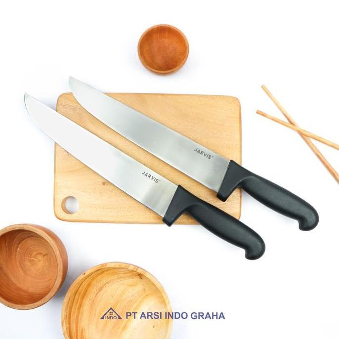 1401010 - JARVIS 20 CM STRAIGHT BUTCHER KNIFE Hitam Stainless